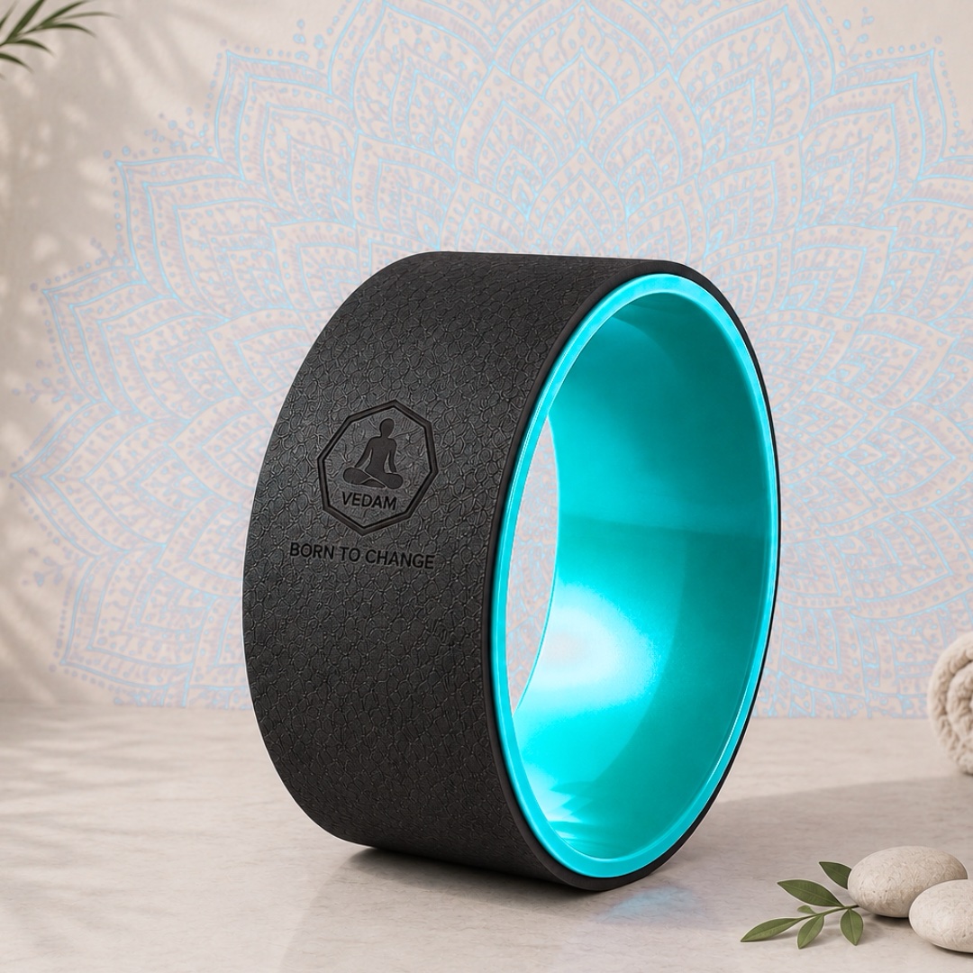 Vedam Yoga Wheel 13 x 5.5 in (Black/Teal Blue)