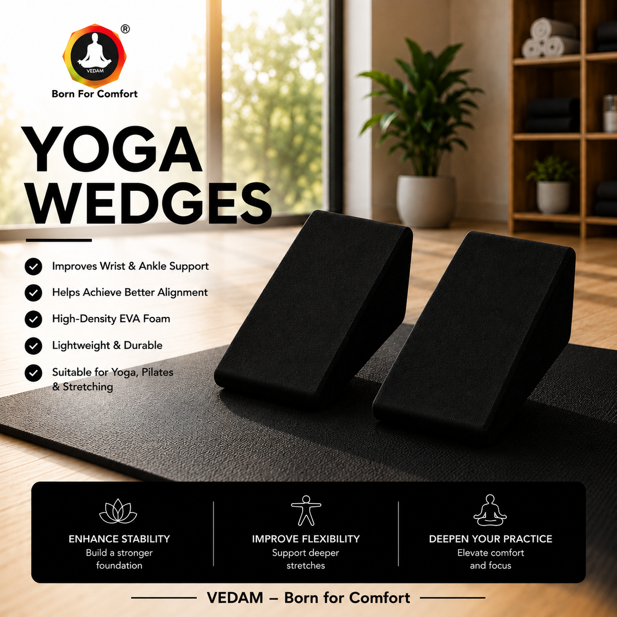 Vedam Premium Yoga Wedge Black (set of 2) - Image 3