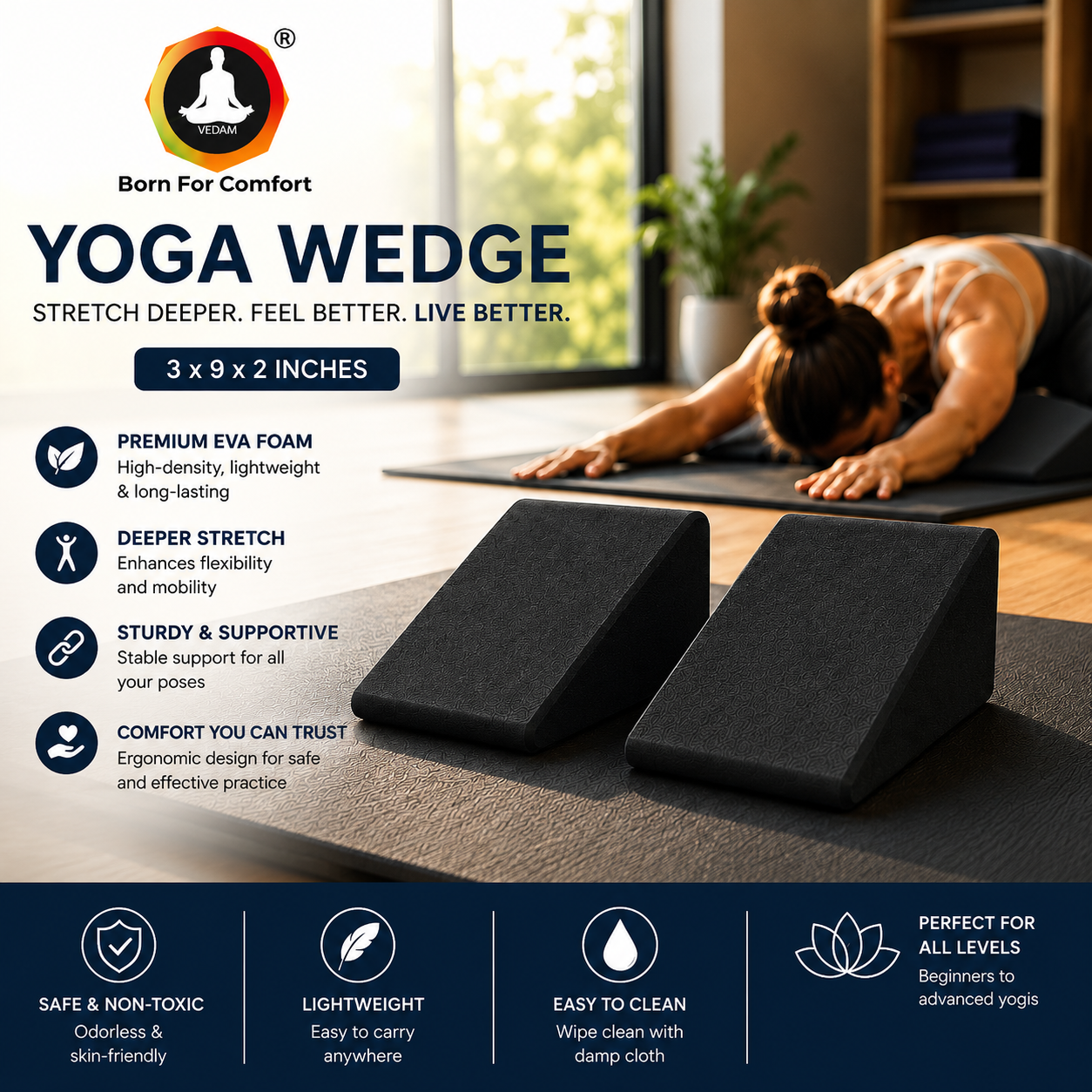 Vedam Premium Yoga Wedge Black (set of 2) - Image 2