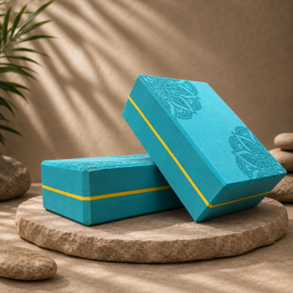 Vedam High Density EVA Foam Yoga Block Set of 2 For Men & Women (Aqua) Mandala