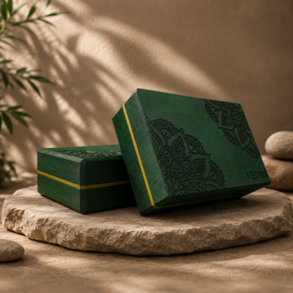 Vedam Yoga Block Set of 2 (Bottel Green) mandala