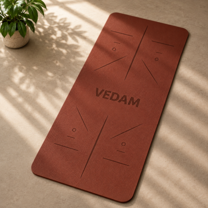 Vedam TPE Alignment Yoga Mat (Wine) 8MM