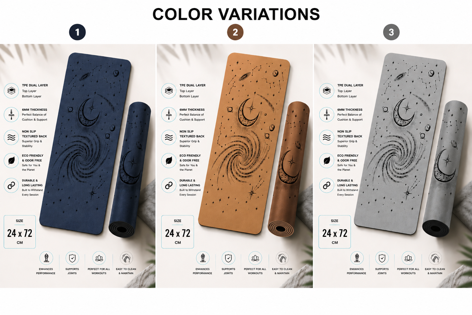 Vedam TPE Cosmic Yoga Mat (Wine) 8MM - Image 5