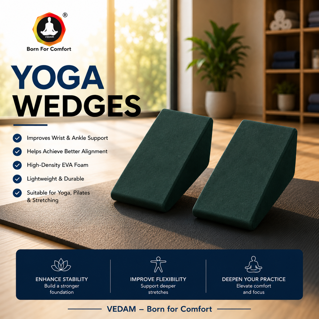 Vedam Premium Yoga Wedge Bottel Green (set of 2) - Image 3