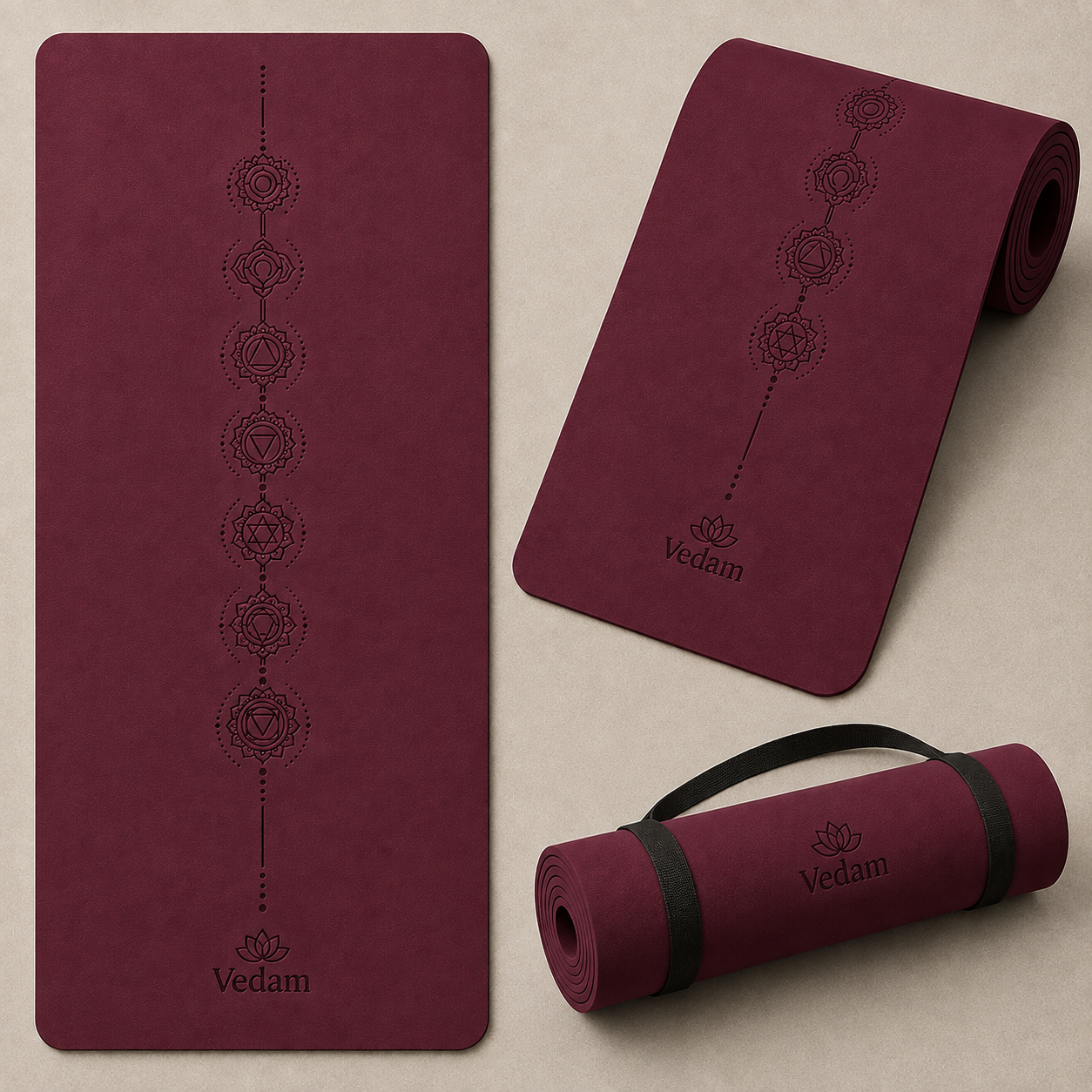 Vedam TPE Chakra Yoga Mat (Wine) 8MM