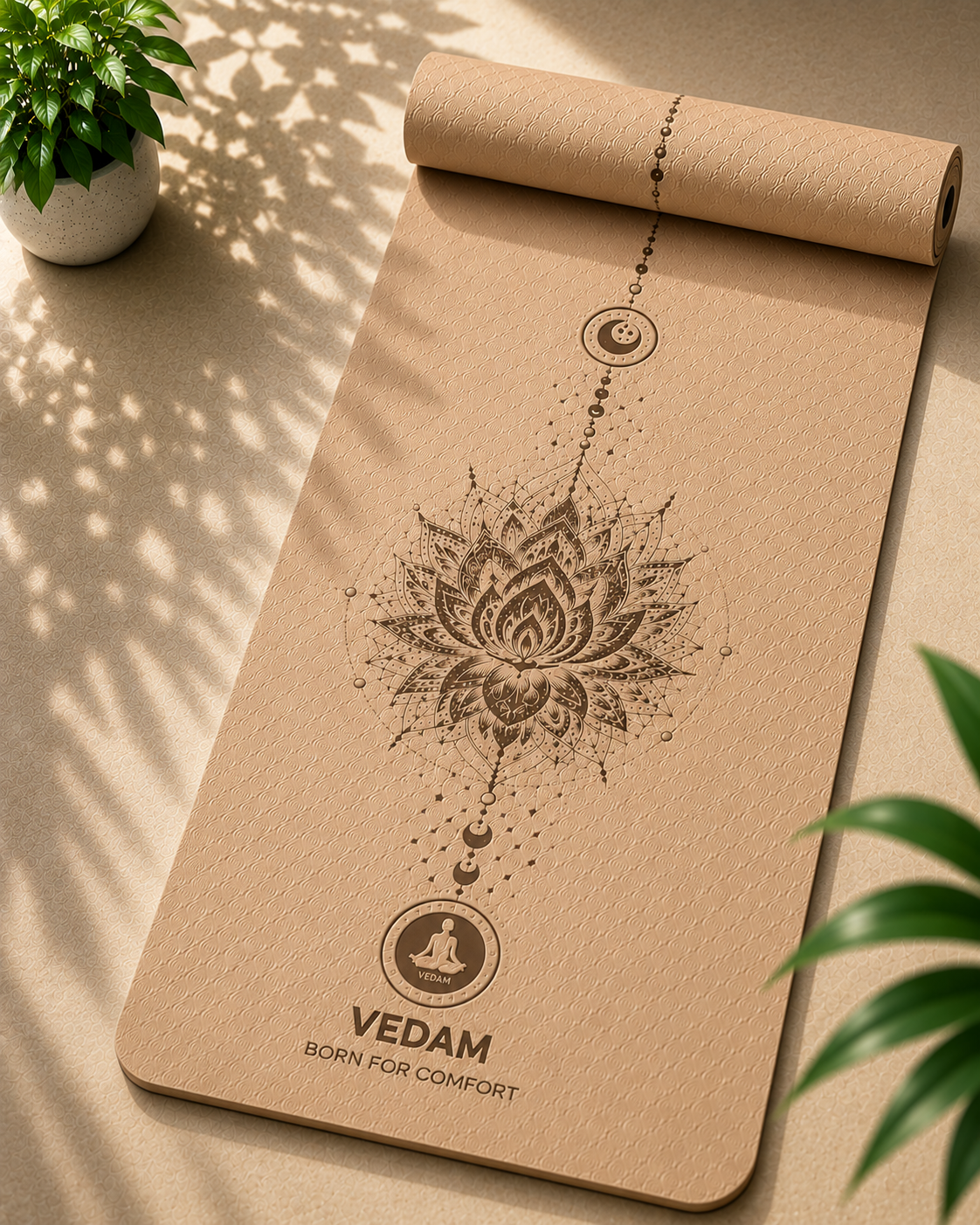 Vedam TPE Lotus Mandala Yoga Mat (Camel) 8MM