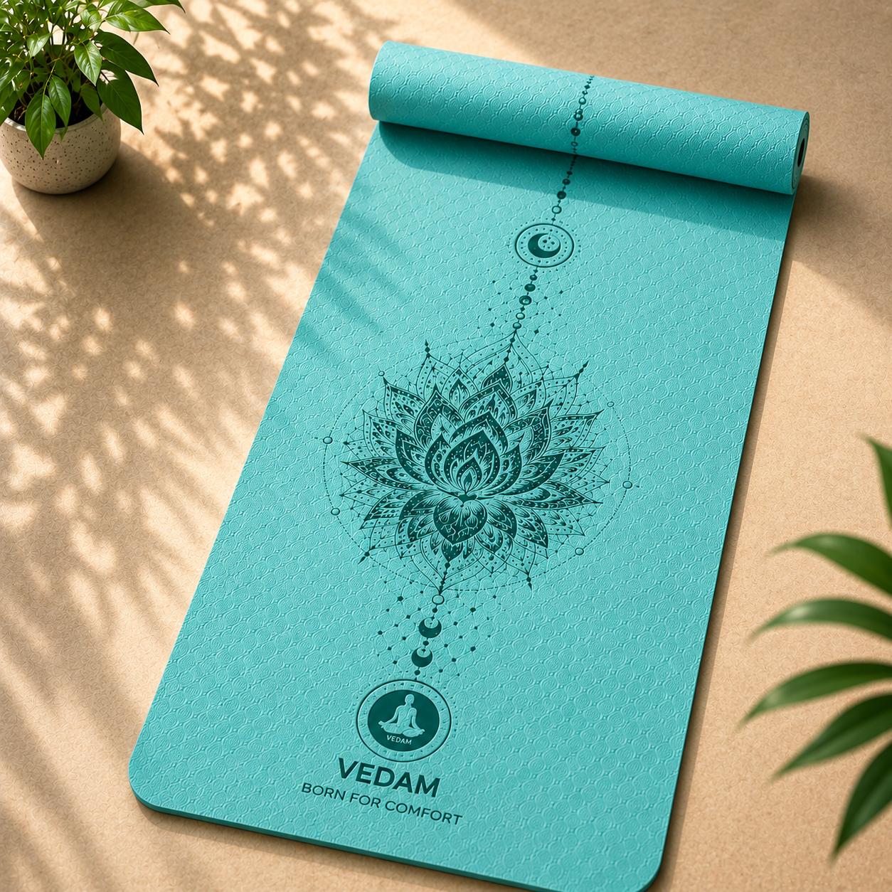Vedam TPE Lotus Mandala Yoga Mat (Aqua) 8MM