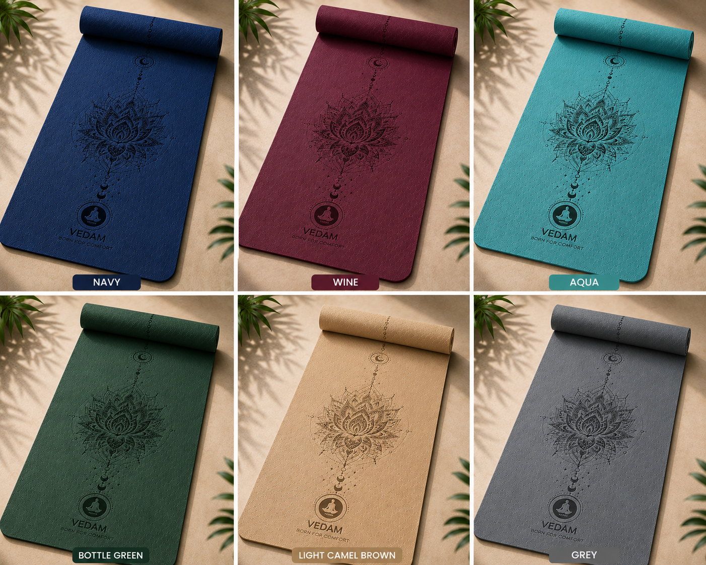 Vedam TPE Lotus Mandala Yoga Mat (Camel) 8MM - Image 5