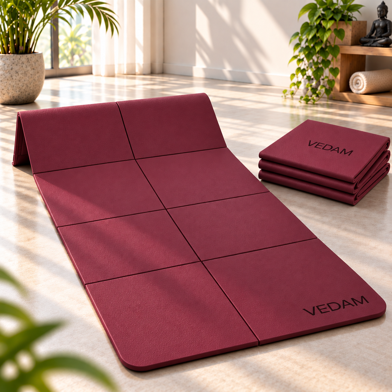 Vedam Foldable Yoga Mat – 6mm (WINE)
