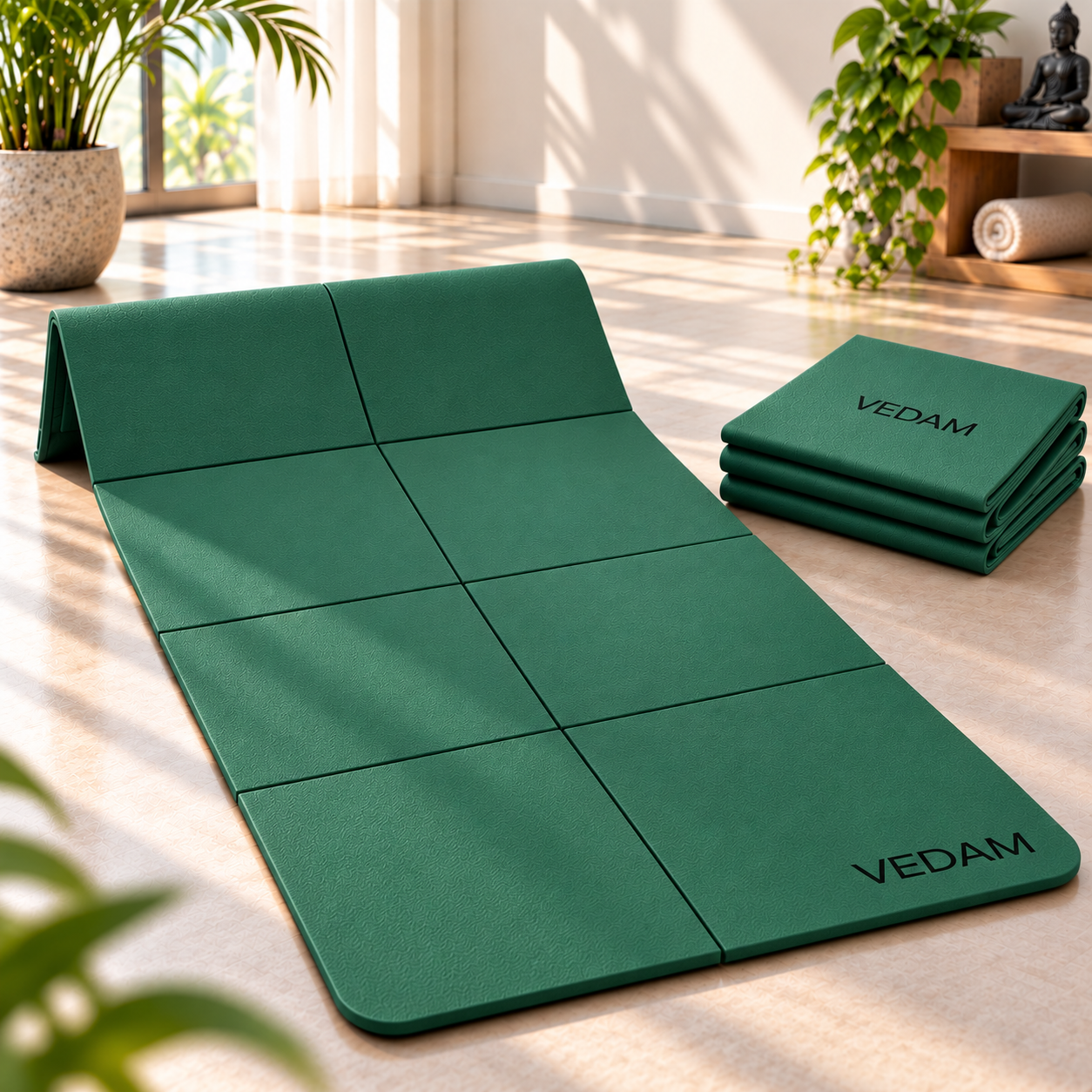 Vedam Foldable Yoga Mat – 6mm (BOTTEL GREEN)