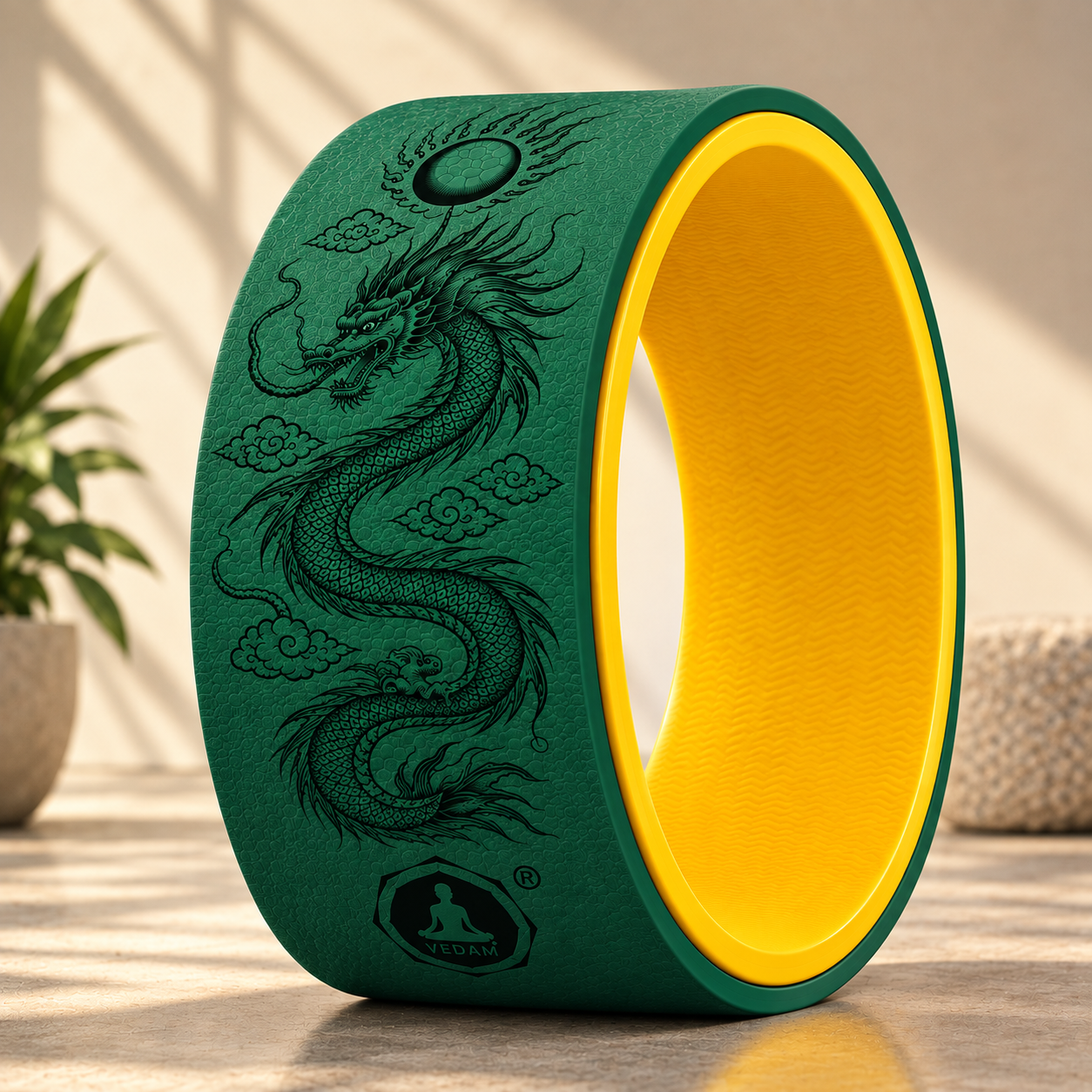 Vedam Yoga Wheel 13"x 6.5" DRAGON ENERGY (BOTTEL GREEN)