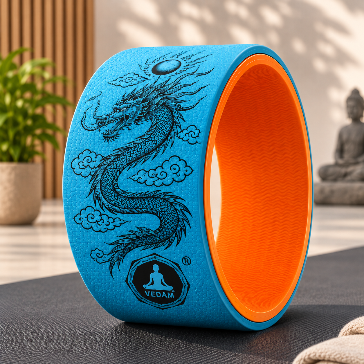Vedam Yoga Wheel 13"x 6.5" DRAGON ENERGY (AQUA)