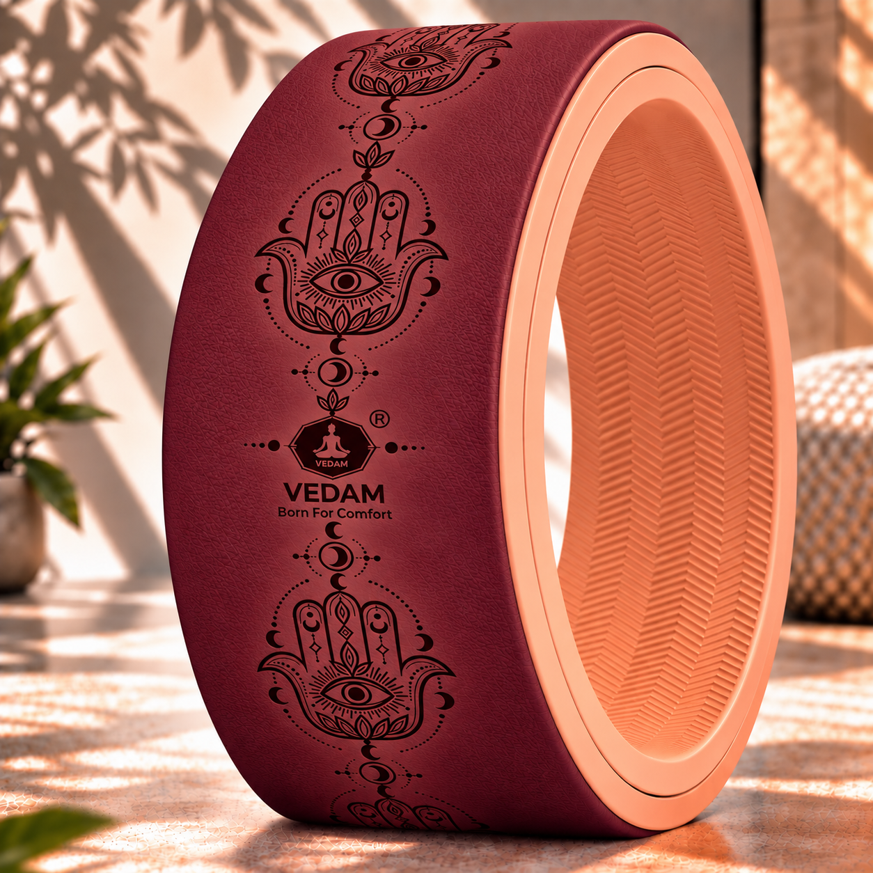 Vedam Yoga Wheel 13"x 6.5" Hand Of Balance (Wine)
