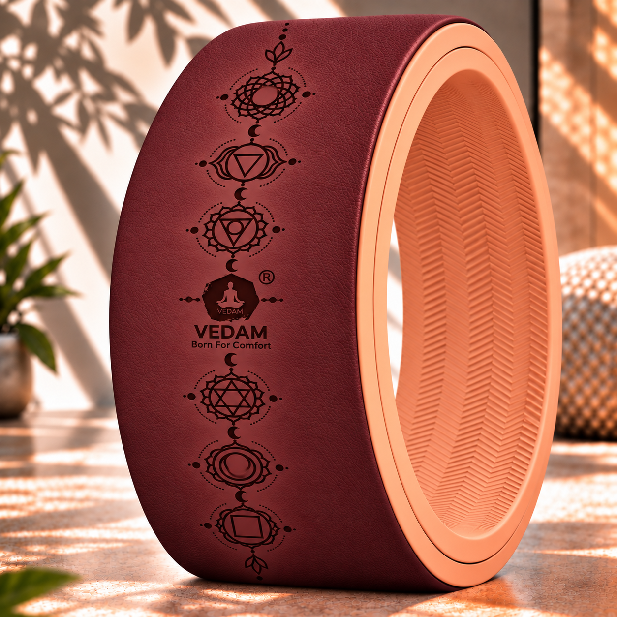 Vedam Yoga Wheel 13"x 6.5" Chakra (Wine)