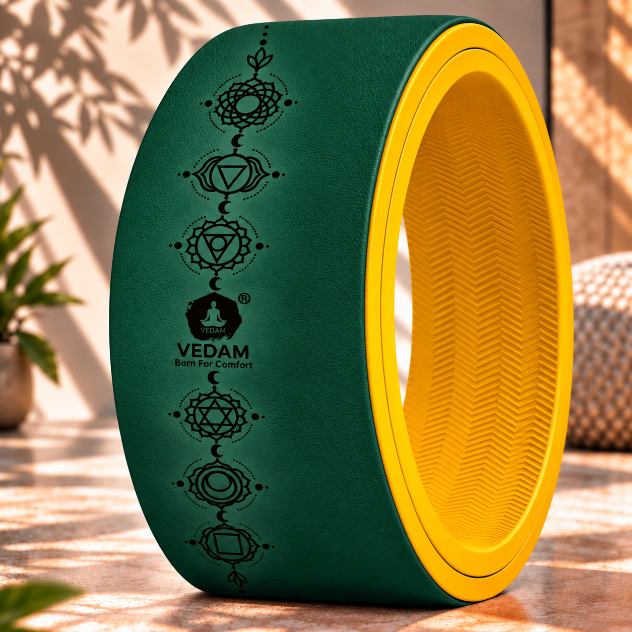 Vedam Yoga Wheel 13"x 6.5" Chakra (Bottel Green)